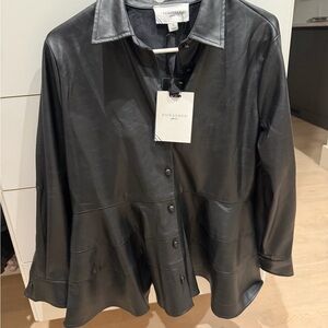 POMANDER PLACE Black Leather Ashlen Blouse